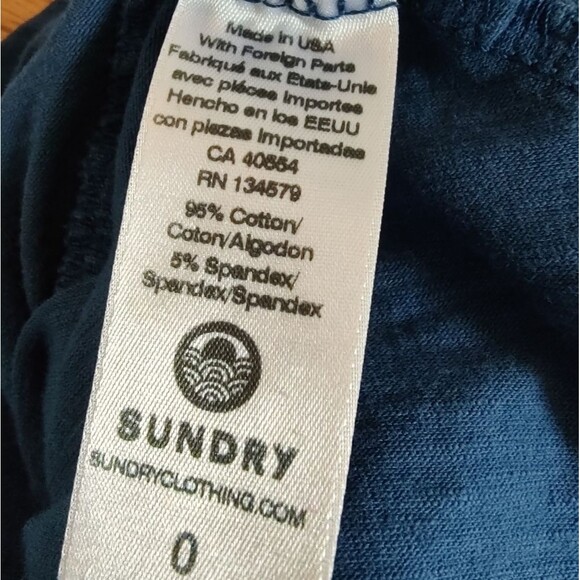 SUNDRY Anthropologie ruched cotton dress blue size 0 XS - Picture 7 of 9